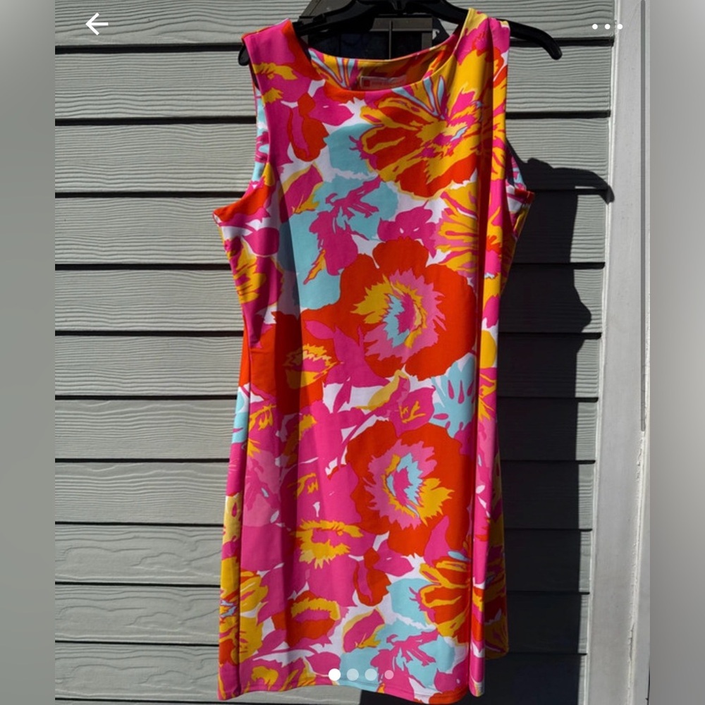 Jude Connally Multicolor Floral Shift Dress — Pink, Orange, Yellow, Light Blue